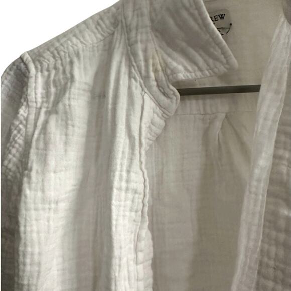 J. Crew White 100% Cotton Gauze Button Front Shirt Womens Sz XXS IMPERFECT - Picture 3 of 9